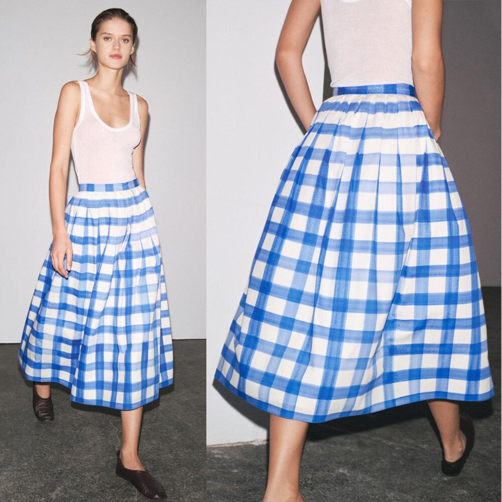 NEW ZARA checkered midi skirt 3090 size M